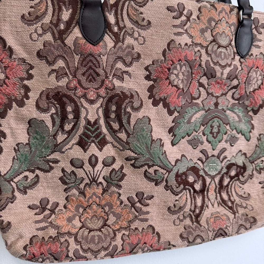 Coldwater Creek Vintage Boho Floral Tapestry Shoulder Bag with Braided Handles - Picture 2 of 12
